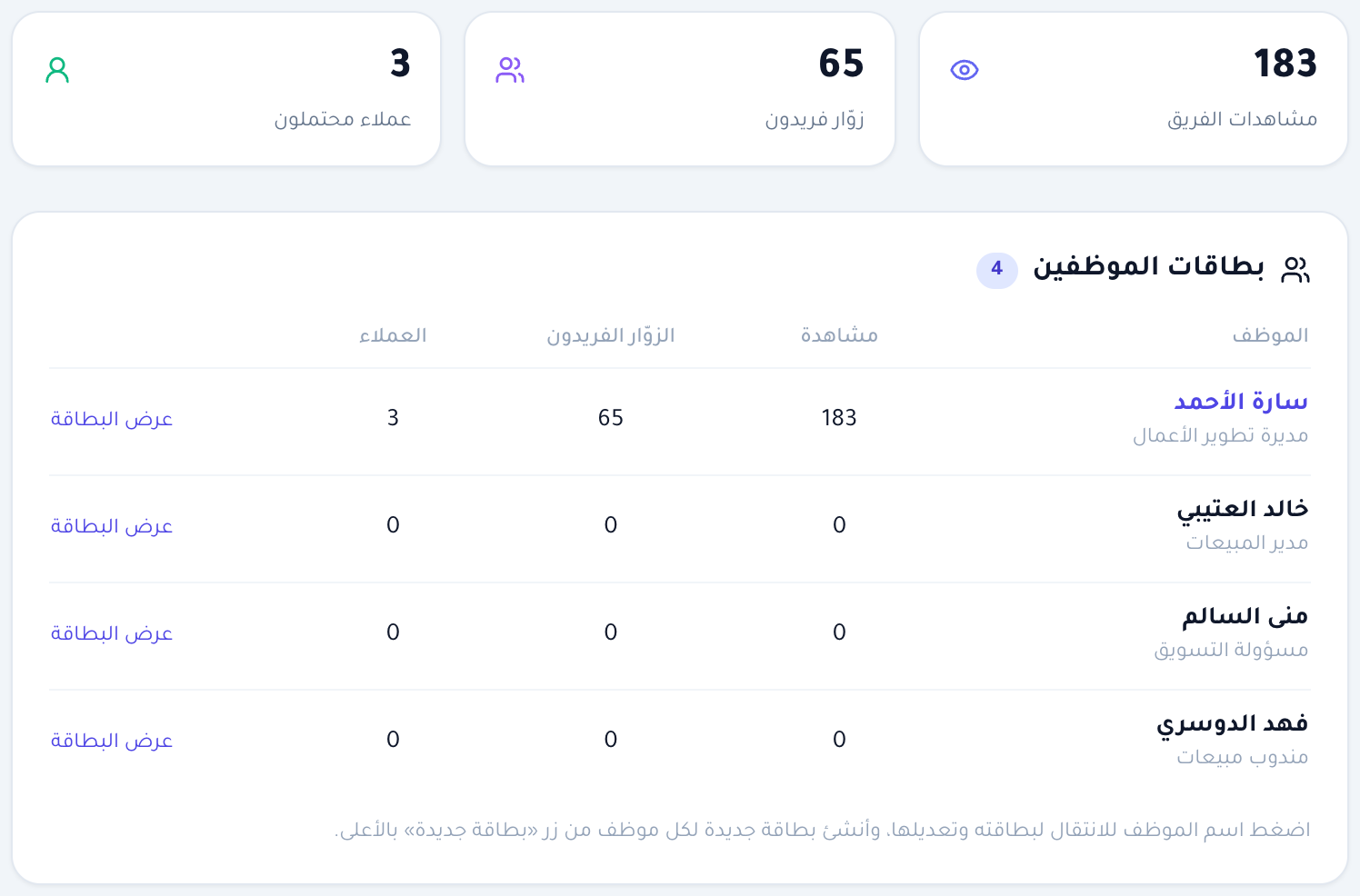 لقطة حقيقية من MDB Cards — حسابات الشركات والفرق