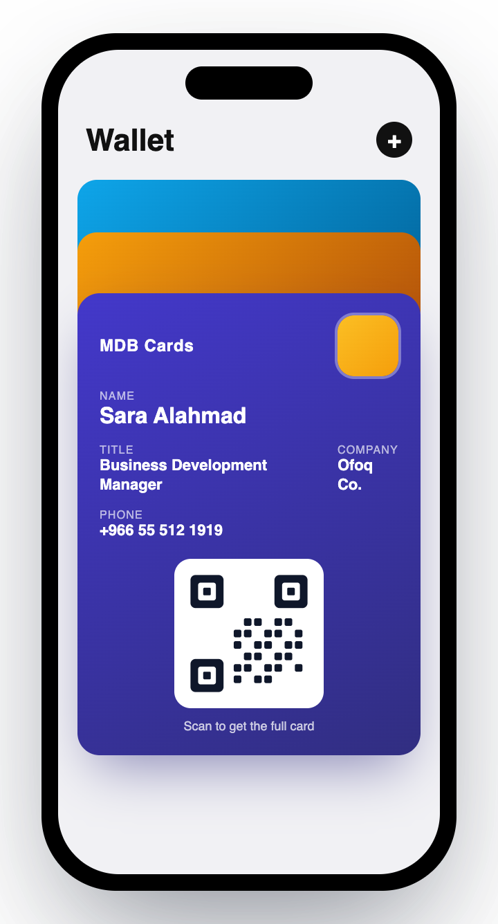 A real screenshot from MDB Cards — Card in the phone wallet